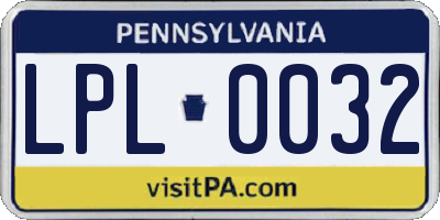 PA license plate LPL0032