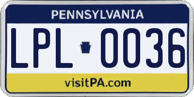 PA license plate LPL0036