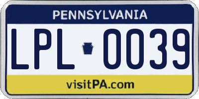 PA license plate LPL0039
