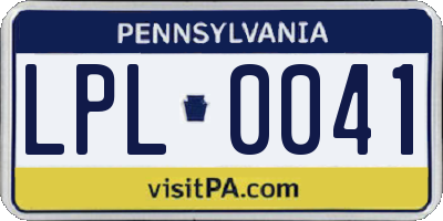 PA license plate LPL0041