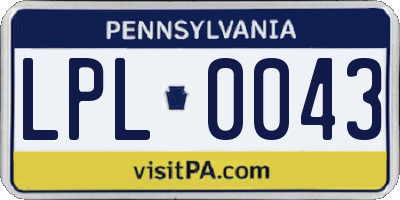 PA license plate LPL0043