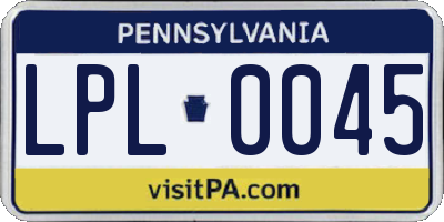 PA license plate LPL0045