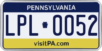 PA license plate LPL0052