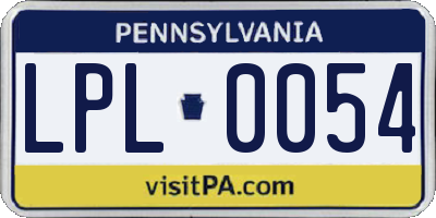 PA license plate LPL0054