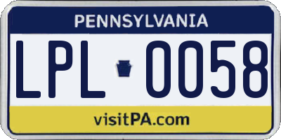 PA license plate LPL0058