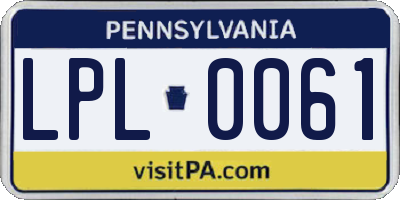 PA license plate LPL0061