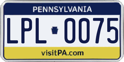 PA license plate LPL0075