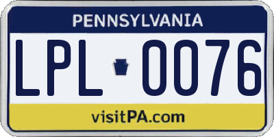 PA license plate LPL0076