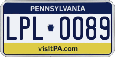 PA license plate LPL0089