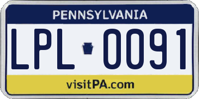 PA license plate LPL0091