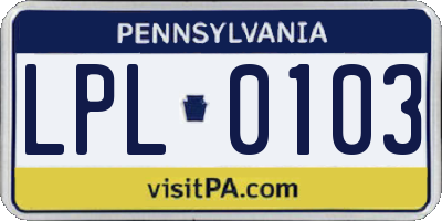 PA license plate LPL0103