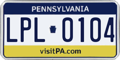 PA license plate LPL0104