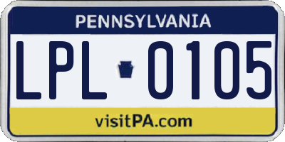 PA license plate LPL0105