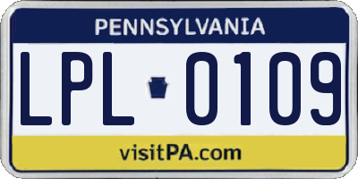 PA license plate LPL0109