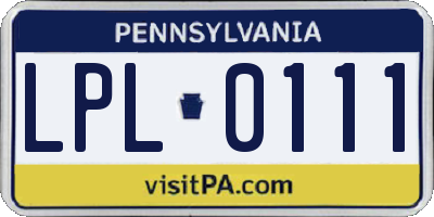 PA license plate LPL0111