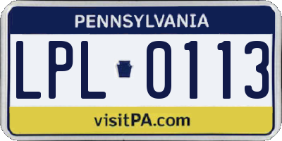 PA license plate LPL0113