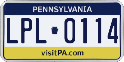 PA license plate LPL0114