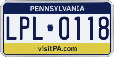 PA license plate LPL0118