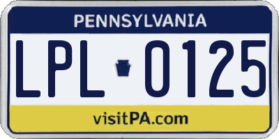 PA license plate LPL0125