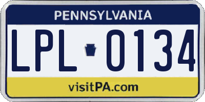 PA license plate LPL0134
