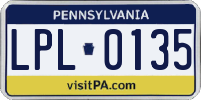 PA license plate LPL0135