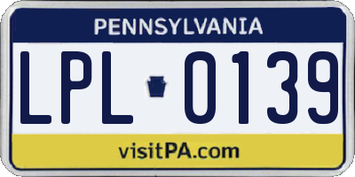 PA license plate LPL0139