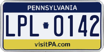 PA license plate LPL0142