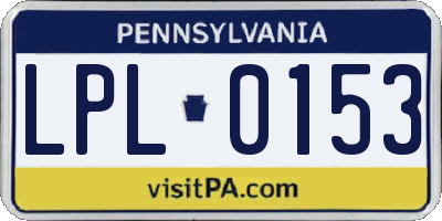 PA license plate LPL0153
