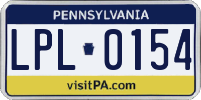 PA license plate LPL0154