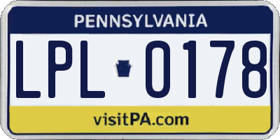 PA license plate LPL0178