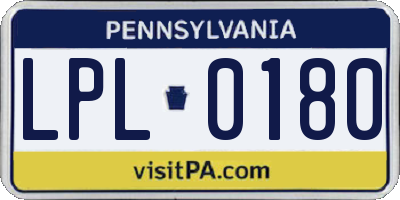 PA license plate LPL0180