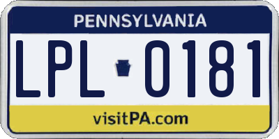 PA license plate LPL0181