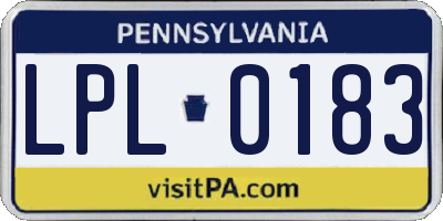 PA license plate LPL0183