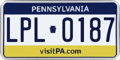 PA license plate LPL0187