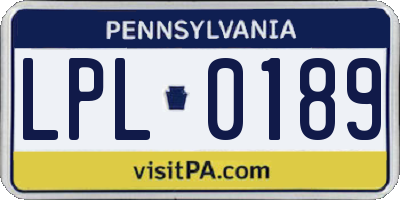 PA license plate LPL0189