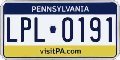 PA license plate LPL0191
