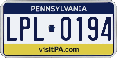 PA license plate LPL0194