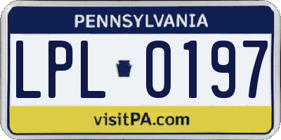 PA license plate LPL0197