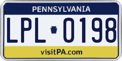 PA license plate LPL0198