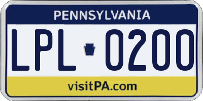 PA license plate LPL0200