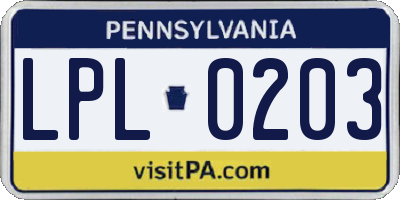 PA license plate LPL0203