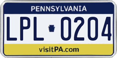 PA license plate LPL0204