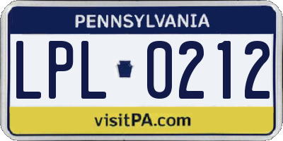 PA license plate LPL0212