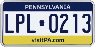 PA license plate LPL0213