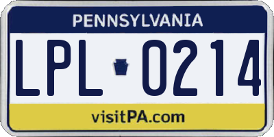 PA license plate LPL0214