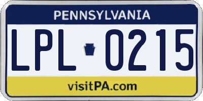 PA license plate LPL0215