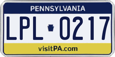 PA license plate LPL0217