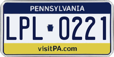 PA license plate LPL0221