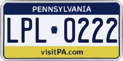 PA license plate LPL0222