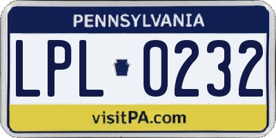 PA license plate LPL0232